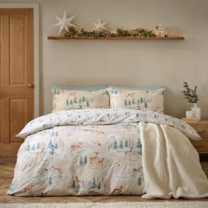 Flanelowa pościel jednoosobowa w naturalnym kolorze 135x200 cm Brushed Christmas Deer – Catherine Lansfield
