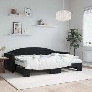 Sofa rozsuwana z materacami, czarna, 80x200 cm, aksamit