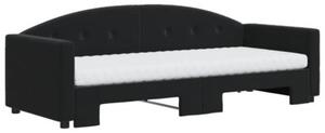 Sofa rozsuwana z materacami, czarna, 80x200 cm, aksamit