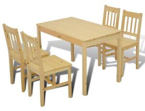 Drewniany zestaw jadalniany stół z 4 krzesłami, naturalny