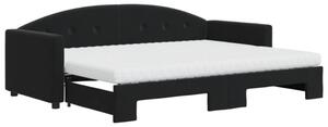 Sofa rozsuwana z materacami, czarna, 80x200 cm, aksamit
