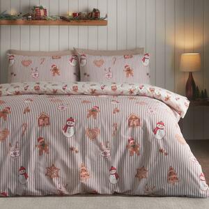 Pościel dwuosobowa w naturalnym kolorze 200x200 cm Christmas Gingerbread Stripe – Catherine Lansfield