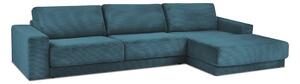 Narożnik z funkcją spania Donatella Turquoise Corduroy prawostronny