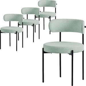 ML-Design zestaw 4 krzeseł do jadalni, krzesło kuchenne, wykonane z tkaniny teddy w kolorze zielonym, krzesło do salonu z oparciem, krzesła tapicerowane z metalowymi nogami, krzesło do salonu
