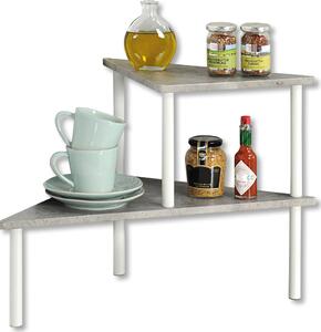 Półka kuchenna KESPER Narożna półka kuchenna z 2 poziomami - Betonowy wygląd - 53 x 38 x 38 cm - Certyfikat - Półka wykonana z metalu i lakierowanej płyty pilśniowej - 27812