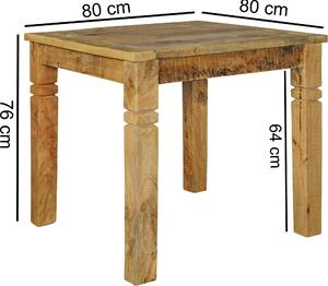 Stół do jadalni RUSTICA 80 x 80 x 76 cm lite drewno mango