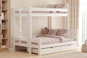 Łóżko piętrowe Lovic 90x200/120x200 z szufladami lewostronne - biały