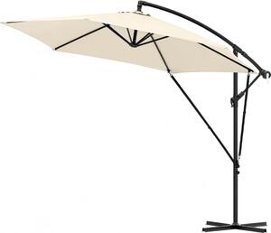 Prostokątny parasol wiszący Happiq - 310 × 310 cm - Regulowany i odchylany o 45° - Odporny na promieniowanie UV i wodę - Beżowy - Z pokrowcem ochronnym