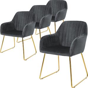 Zestaw 4 krzeseł do jadalni ML-Design z oparciem, szare, wykonane z aksamitu