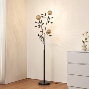 Lampa stojąca Evory Lucande, czarny, salon / jadalnia, metal, florentyński