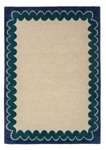 Wełniany dywan tkany ręcznie w naturalnym kolorze/zielononiebieski 200x290 cm Wiggle Wool – Flair Rugs