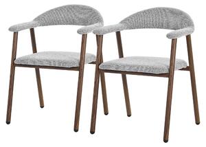 Zestaw 2 krzeseł do jadalni ML-Design z podłokietnikami, krzesła kuchenne w kolorze szarym, krzesła do salonu z oparciem, krzesła tapicerowane o splotowej fakturze, ergonomiczne fotele