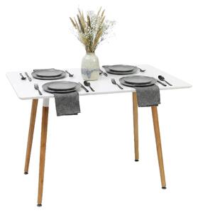 Stół jadalny Relaxdays, prostokątny, wys. x szer. x gł.: 75 x 110 x 70 cm, MDF i bambus, dla 4 osób, stół jadalny w stylu skandynawskim, biały/naturalny