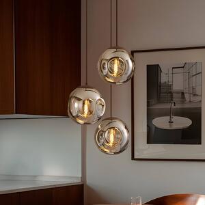 Lampa wisząca szklana Valentina Lindby, możliwość ściemniania, aluminiowy / szary / cynkowy, salon / jadalnia, szkło, design