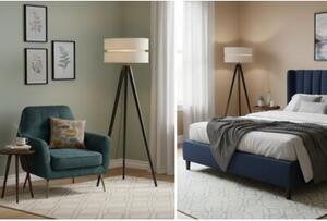 Lampa podłogowa trójnóg czarny Light Home LH Len Duo 1xE27 40cm abażur walec szary L04