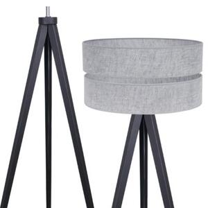 Lampa podłogowa trójnóg czarny Light Home LH Len Duo 1xE27 40cm abażur walec szary L04
