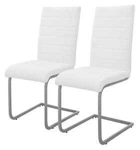 Zestaw 2 krzeseł do jadalni ML-Design z oparciem, białe, wykonane z imitacji skóry