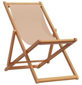 Składane krzesło plażowe, taupe, drewno eukaliptusa i tkanina