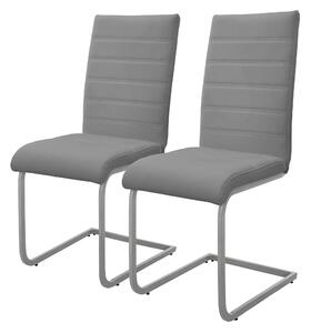 Zestaw 2 krzeseł do jadalni ML-Design z oparciem, szare, wykonane z imitacji skóry