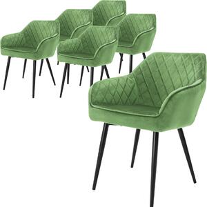 ML-Design zestaw 6 krzeseł do jadalni z podłokietnikami i oparciem, szałwia, krzesło kuchenne z aksamitnym obiciem, tapicerowane krzesło z metalowymi nogami