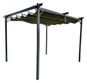 Pergola ogrodowa 3x4 m szara – metalowa altana ze składanym baldachimem 12 m²
