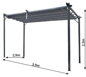 Pergola ogrodowa 3x4 m szara – metalowa altana ze składanym baldachimem 12 m²