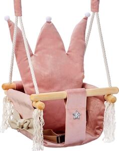 Love Gifts® Drewniana huśtawka dla niemowląt, wysokiej jakości i odpowiednia jako huśtawka wewnętrzna, może być montowana na suficie i we framudze drzwi, rozeta w kształcie korony, EU