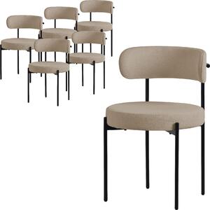 ML-Design zestaw 6 krzeseł do jadalni, krzesło kuchenne, wykonane z pluszowej tkaniny w kolorze brązowym, krzesło do salonu z oparciem, krzesła tapicerowane z metalowymi nogami, krzesło do salonu
