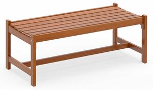 Ławka ogrodowa KOMFOTTEU bez oparcia, drewniana ławka z wykończeniem olejem tekowym i ergonomicznie wygiętym siedziskiem z listew, dwuosobowa ławka drewniana, ławka tarasowa do użytku na zewnątrz, na balkon i do ogrodu, 112 x 51 x 41,5 cm