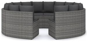 Sofa 8-częściowa do ogrodu, z poduszkami, polirattan, szara