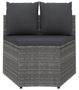 Sofa 8-częściowa do ogrodu, z poduszkami, polirattan, szara