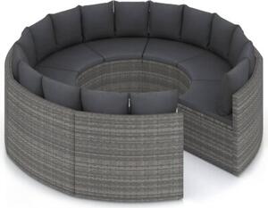 Sofa 8-częściowa do ogrodu, z poduszkami, polirattan, szara