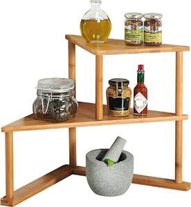 Półka kuchenna KESPER Narożna półka kuchenna wykonana z bambusa - 2-poziomowa - 52x29,5x39cm - oszczędzająca miejsce półka do kuchni i spiżarni - naturalna i dekoracyjna -58802