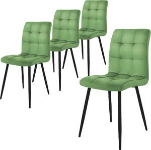 Zestaw 4 krzeseł do jadalni ML-Design z oparciem, szałwiowe, wykonane z aksamitu