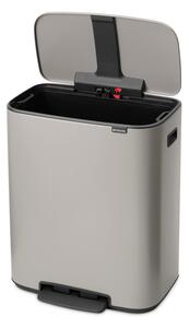 Jasnoszary stalowy kosz na śmieci z pedałem 60 l Bo – Brabantia
