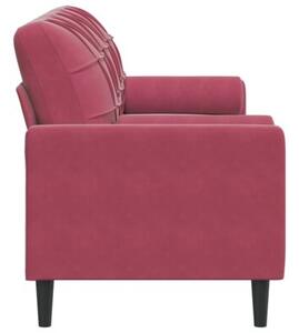 Sofa 3-osobowa z poduszkami, winna czerwieÅ, 180 cm, aksamit