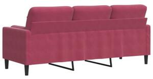 Sofa 3-osobowa z poduszkami, winna czerwieÅ, 180 cm, aksamit
