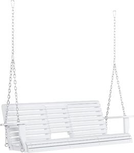 Outsunny Wisząca Ławka 2-3 osobowa Drewno Jodłowe 150 x 75 x 53 cm Biały