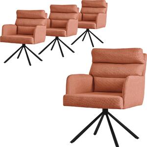 ML-Design krzesła do jadalni obrotowe zestaw 4 pomarańczowych krzeseł do salonu z podłokietnikiem i oparciem metalowe nogi krzesło obrotowe fotel samochodowy pozycja fotela