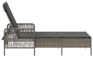 Leżak 1-osoba szary i ciemnoszary 55 x 200 x 92 cm polirattan