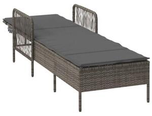 Leżak 1-osoba szary i ciemnoszary 55 x 200 x 92 cm polirattan