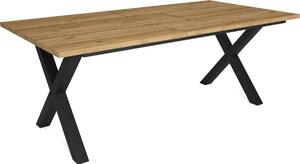 Happyment Dining Tables Diva - Prostokątny stół jadalniany dla 4-8 osób - Lite drewno i metalowe nogi X - Nowoczesny - Czarny/brązowy - 200x90x75cm
