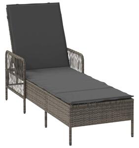Leżak 1-osoba szary i ciemnoszary 55 x 200 x 92 cm polirattan