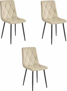 Krzesło Valora LIBRA Cool Beige Velvet Black Legs Zestaw 3 szt. | Zestaw 3 krzeseł w odcieniu beżu z kontrastującym czarnym kolorem