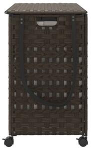 Kosz na pranie z kółkami, ciemny brąz, 66x35x60 cm, rattan