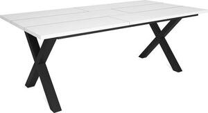 Stoły do jadalni Happyment Duvi – prostokątny stół do jadalni dla 4–8 osób – lite drewno i metalowe nogi w kształcie litery X – nowoczesny – czarny – 200 x 90 x 75 cm