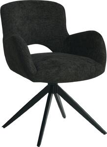 HowHomely Krzesło THEO czarny materiał - nowoczesny design, stabilne, metalowe nogi, wygodne - z funkcją automatycznego powrotu