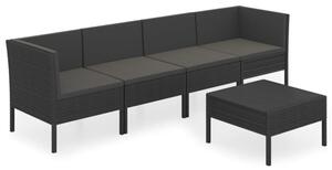 Zestaw Mebli Ogrodowych Komplet Wypoczynkowy Z Poduszkami 5-Częściowy Czarny Rattan Na Taras Balkon Ogród
