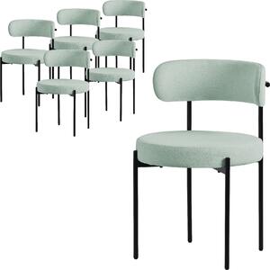 ML-Design zestaw 6 krzeseł do jadalni, krzesło kuchenne, wykonane z tkaniny teddy w kolorze zielonym, krzesło do salonu z oparciem, krzesła tapicerowane z metalowymi nogami, krzesło do salonu