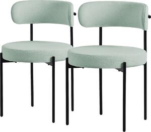 ML-Design zestaw 2 krzeseł do jadalni, krzesło kuchenne, wykonane z tkaniny teddy w kolorze zielonym, krzesło do salonu z oparciem, krzesła tapicerowane z metalowymi nogami, krzesło do salonu